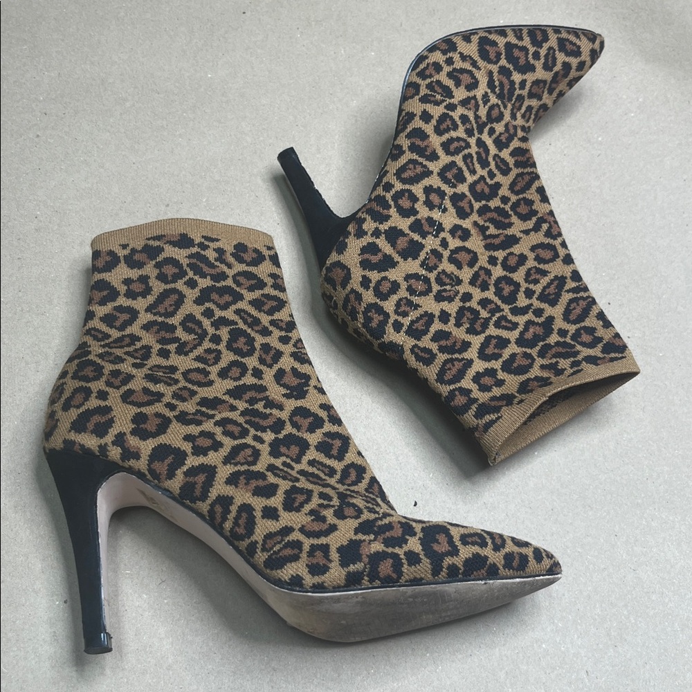 Leopard Print Ankle Boots Sock Booties MIA Size 7